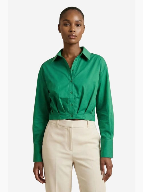 Camisa crop casual com botões my fashion - Kiabi Camisa crop casual com botões my fashion - Kiabi