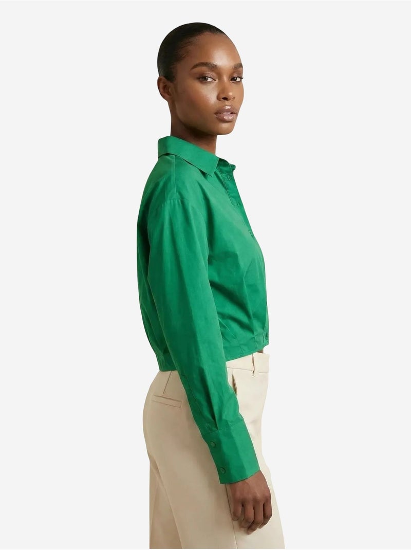 Camisa crop casual com botões my fashion Verde escuro - Kiabi