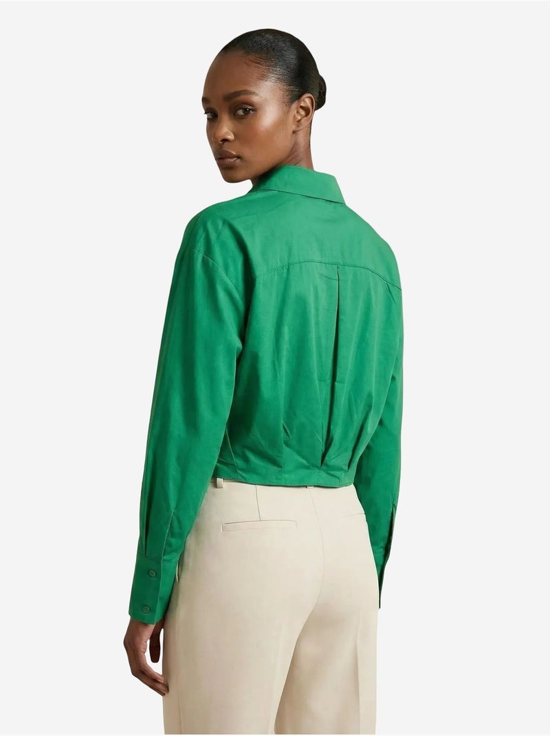 Camisa crop casual com botões my fashion Verde escuro - Kiabi