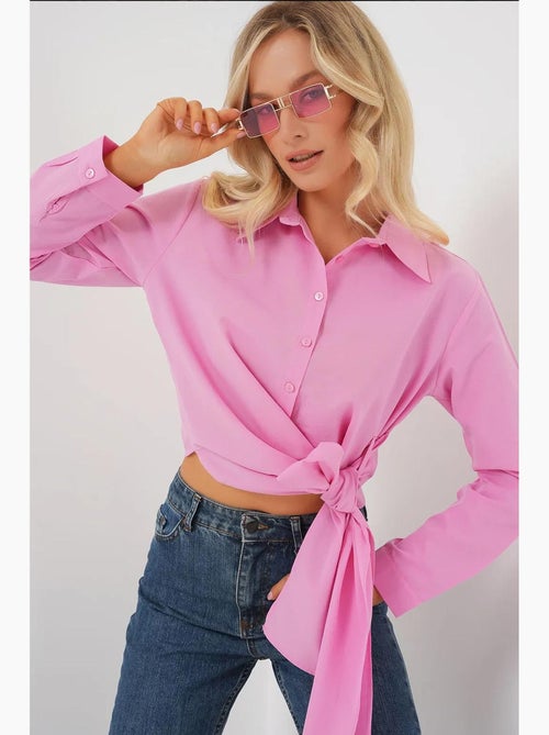Camisa crop com detalhe de laço bdart - Kiabi