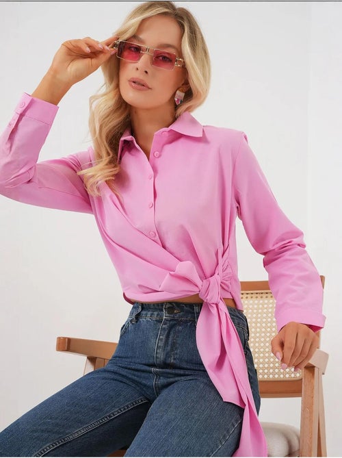 Camisa crop com detalhe de laço bdart - Kiabi