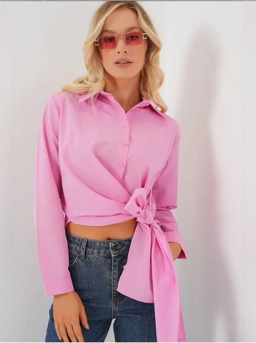 Camisa crop com detalhe de laço bdart - Kiabi