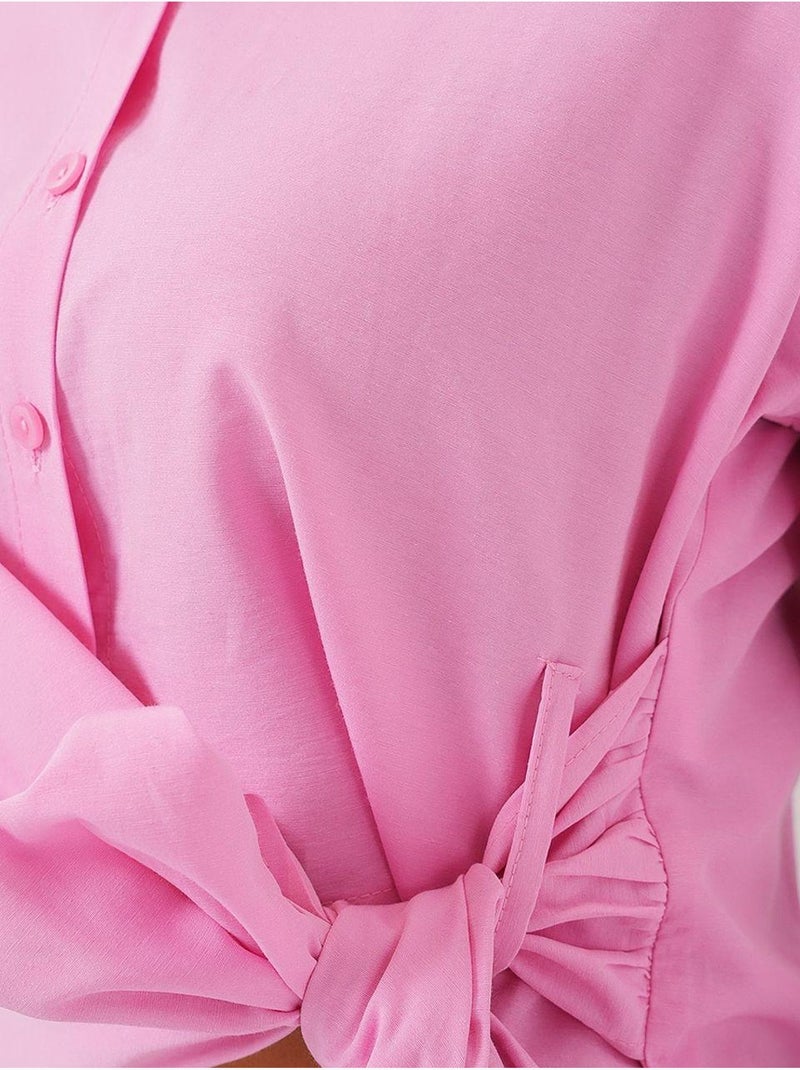 Camisa crop com detalhe de laço bdart Rosa-claro - Kiabi