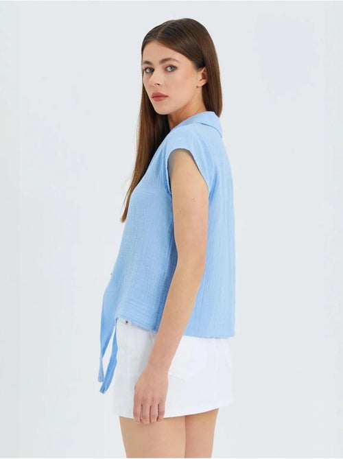 Camisa crop com detalhe de laço mixray - Kiabi