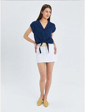 Camisa crop com detalhe de laço mixray