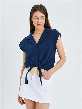Camisa crop com detalhe de laço mixray