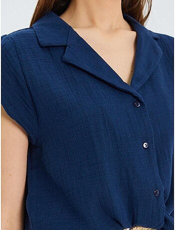 Camisa crop com detalhe de laço mixray
