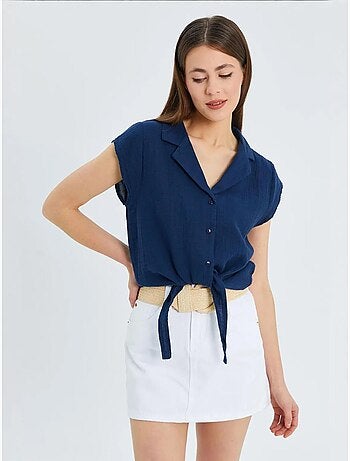 Camisa crop com detalhe de laço mixray