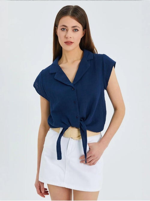 Camisa crop com detalhe de laço mixray - Kiabi