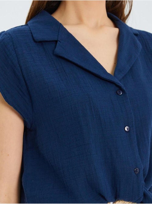 Camisa crop com detalhe de laço mixray - Kiabi