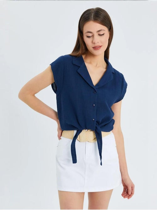 Camisa crop com detalhe de laço mixray - Kiabi