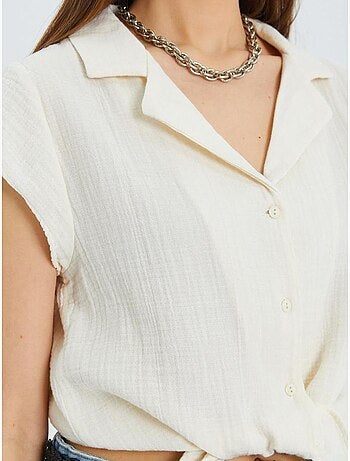Camisa crop com detalhe de laço mixray