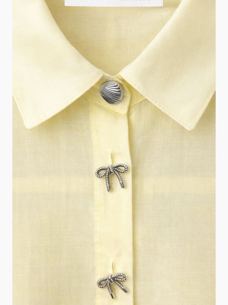 Camisa crop de manga curta com acessórios em pedra mixray Amarelo-limão - Kiabi