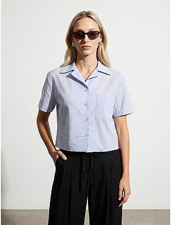 Camisa crop feminina em popelina de algodão dilvin