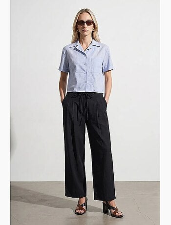 Camisa crop feminina em popelina de algodão dilvin