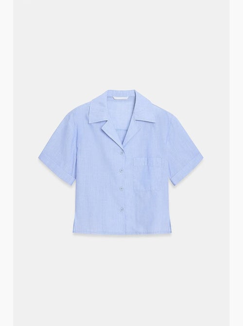 Camisa crop feminina em popelina de algodão dilvin - Kiabi