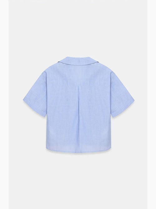 Camisa crop feminina em popelina de algodão dilvin - Kiabi