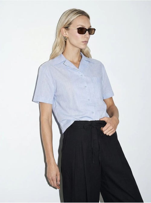 Camisa crop feminina em popelina de algodão dilvin - Kiabi