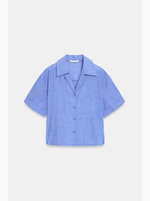 Camisa crop feminina em popelina de algodão dilvin - Kiabi