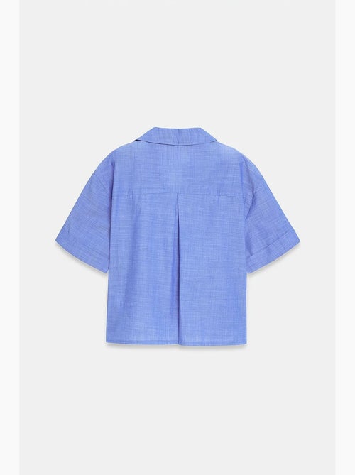 Camisa crop feminina em popelina de algodão dilvin - Kiabi