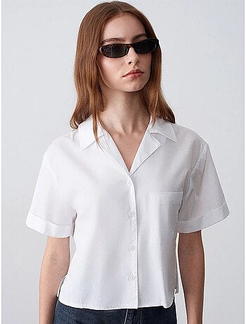 Camisa crop feminina em popelina de algodão dilvin