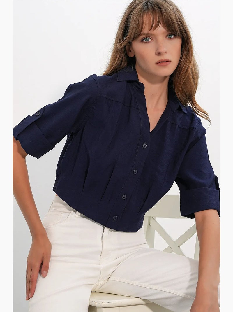 Camisa crop oversized bdart Azul-marinho - Kiabi