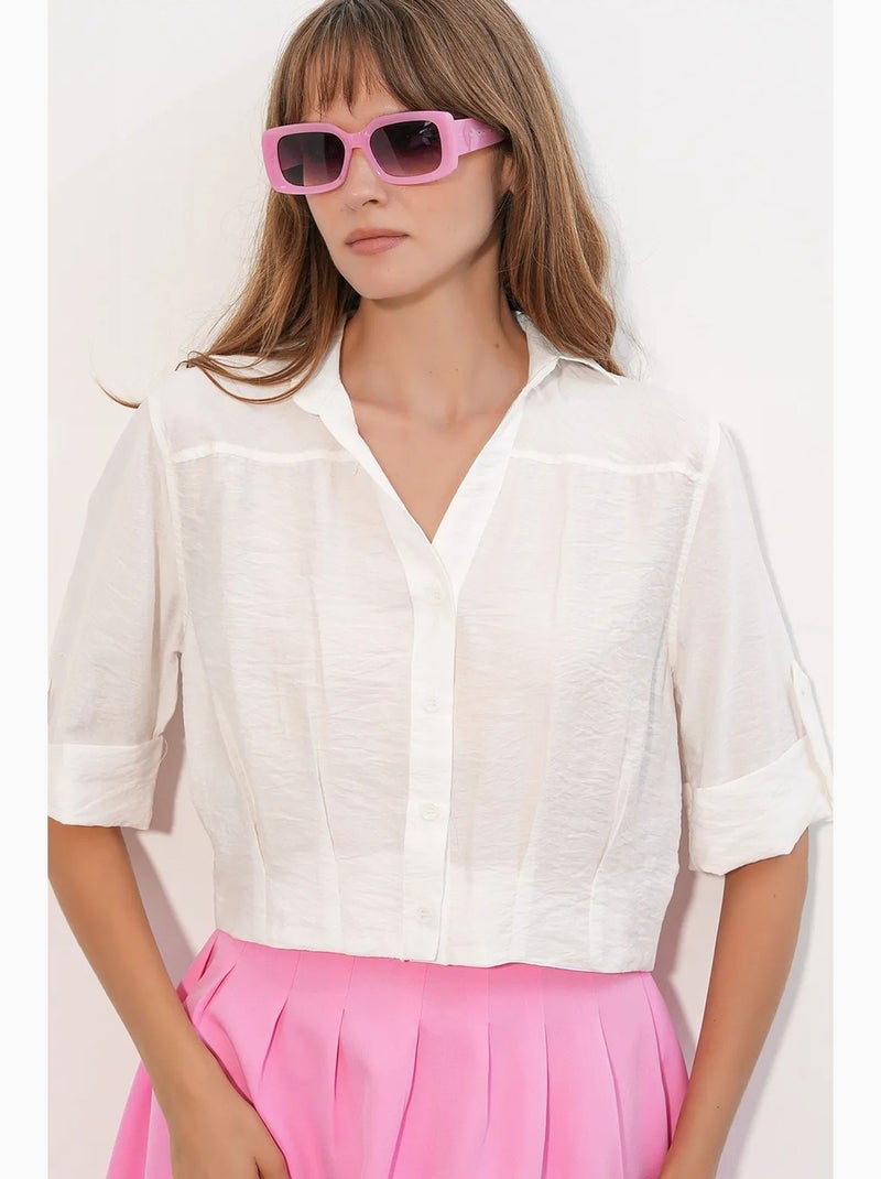 Camisa crop oversized bdart Branco - Kiabi