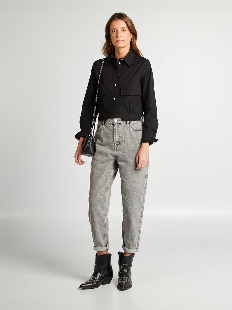 Camisa crop Preto - Kiabi