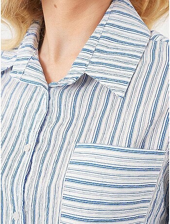 Camisa cropped às riscas com bolso bdart