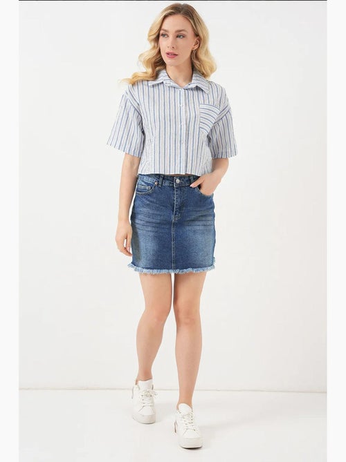 Camisa cropped às riscas com bolso bdart - Kiabi