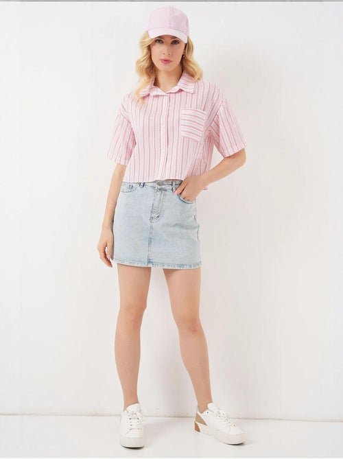 Camisa cropped às riscas com bolso bdart - Kiabi