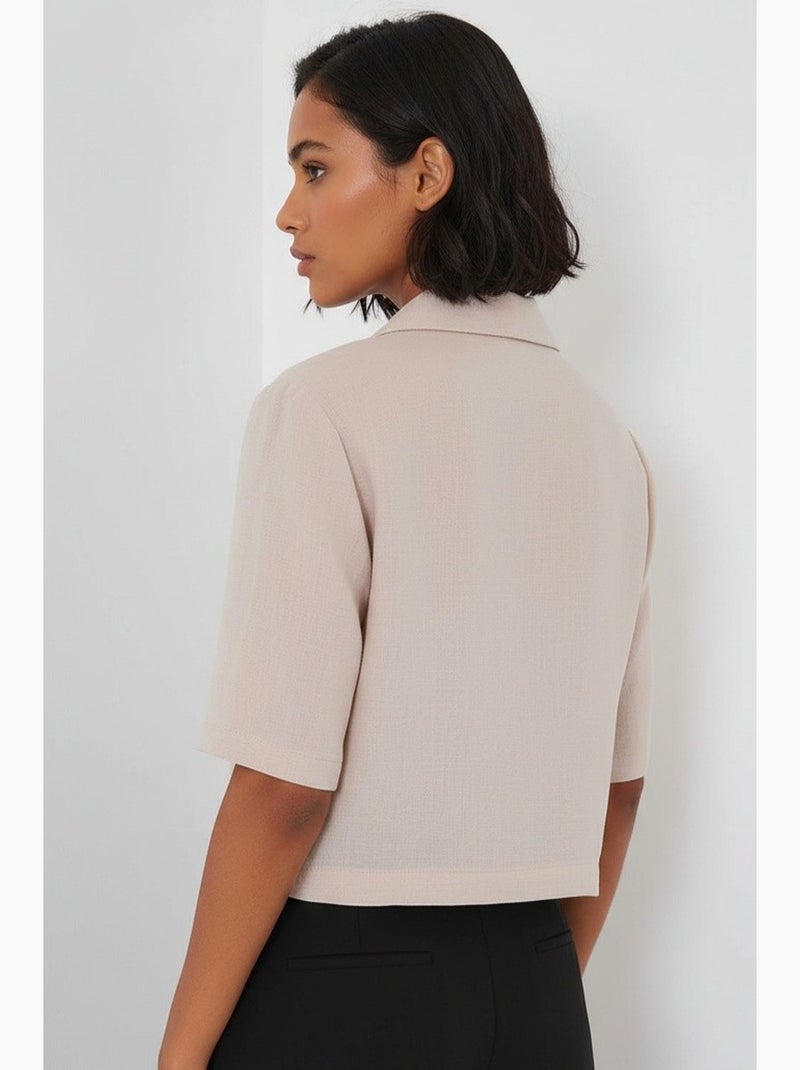 Camisa cropped com botões bdart Bege-argila - Kiabi