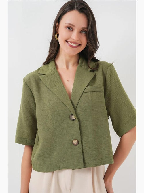 Camisa cropped com botões bdart - Kiabi Camisa cropped com botões bdart - Kiabi