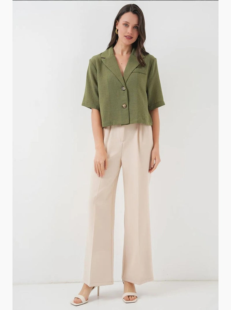 Camisa cropped com botões bdart Cáqui - Kiabi