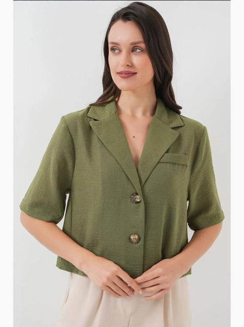 Camisa cropped com botões bdart - Kiabi Camisa cropped com botões bdart - Kiabi
