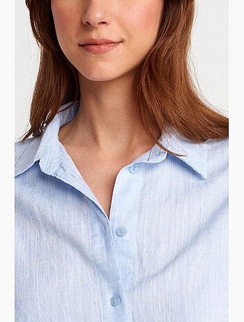 Camisa cropped de mulher em mistura de linho dilvin