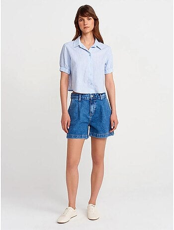 Camisa cropped de mulher em mistura de linho dilvin