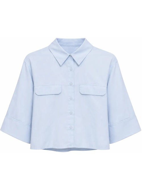 Camisa cropped de popelina de manga curta mixray - Kiabi Camisa cropped de popelina de manga curta mixray - Kiabi