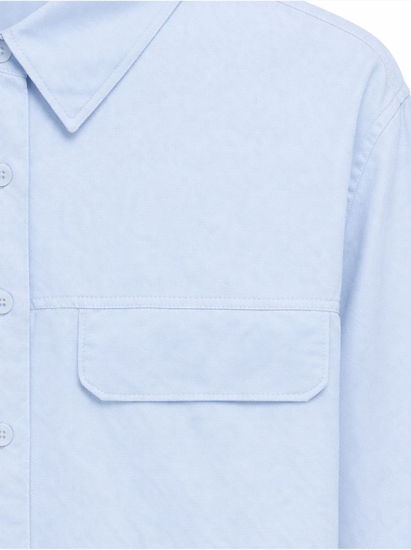 Camisa cropped de popelina de manga curta mixray Azul-céu - Kiabi