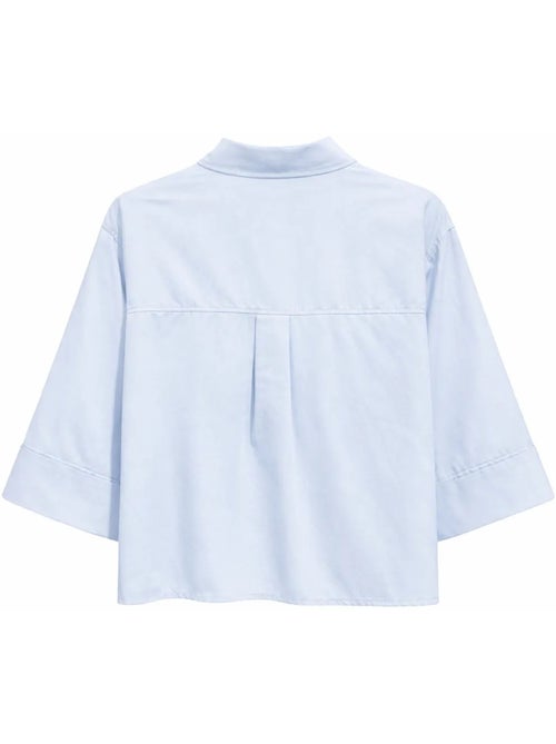 Camisa cropped de popelina de manga curta mixray - Kiabi Camisa cropped de popelina de manga curta mixray - Kiabi