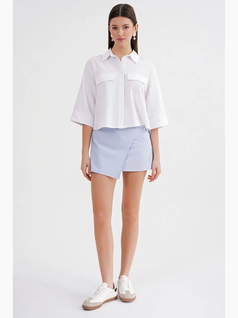 Camisa cropped de popelina de manga curta mixray Branco - Kiabi