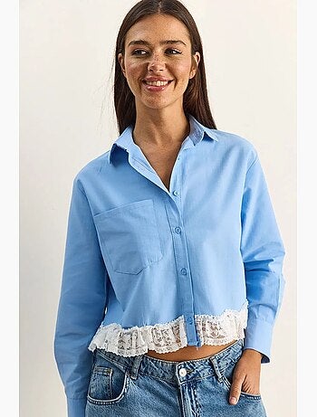 Camisa cropped de popelina de mulher lucci