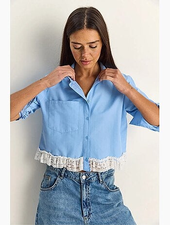 Camisa cropped de popelina de mulher lucci