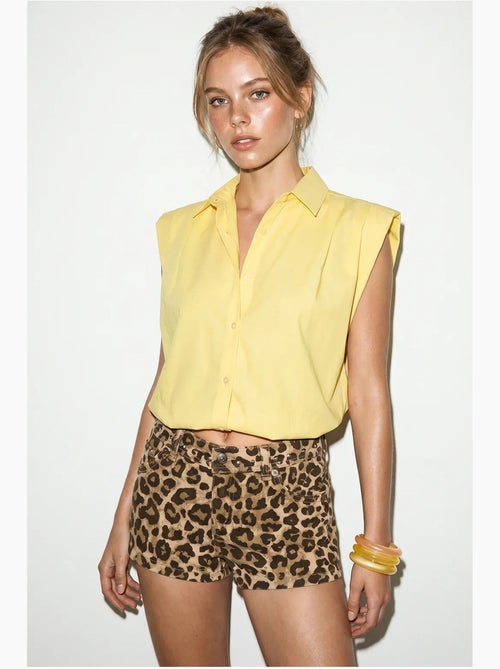 Camisa cropped de popelina sem mangas feminina lucci - Kiabi Camisa cropped de popelina sem mangas feminina lucci - Kiabi
