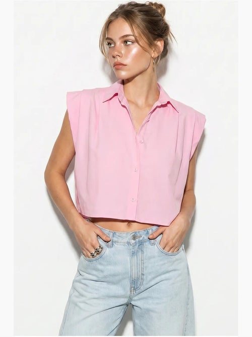 Camisa cropped de popelina sem mangas feminina lucci - Kiabi Camisa cropped de popelina sem mangas feminina lucci - Kiabi