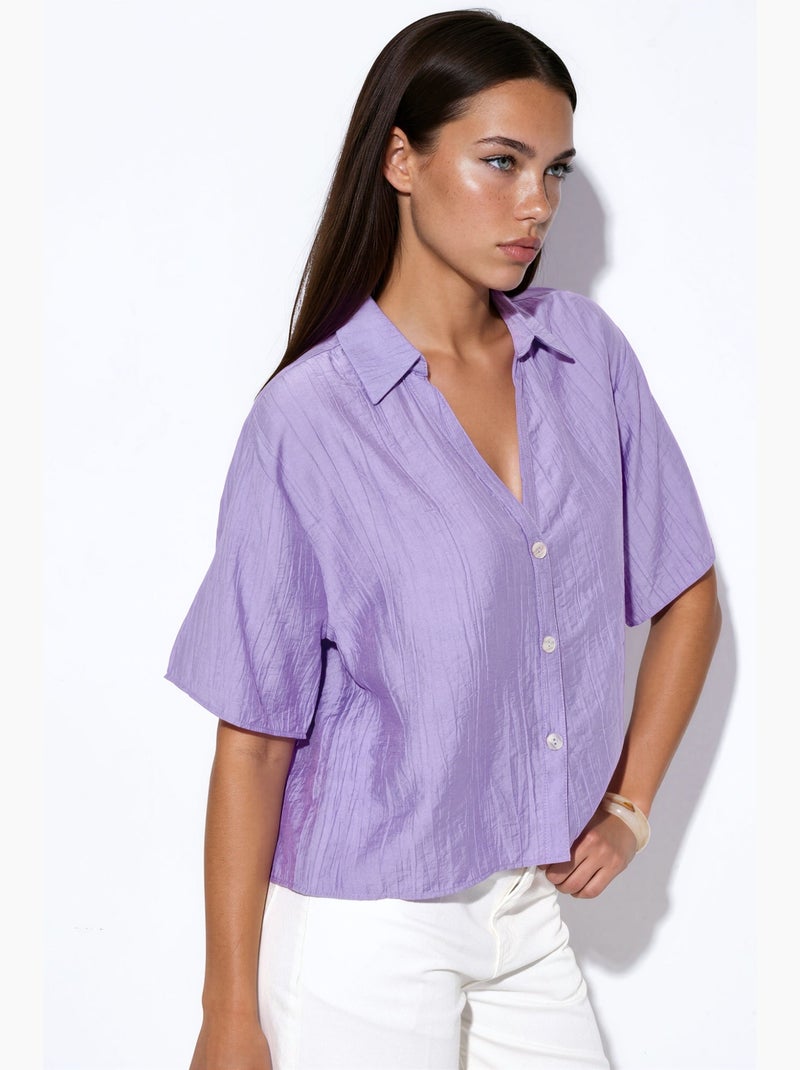 Camisa cropped relaxed de mulher busem Lavanda - Kiabi