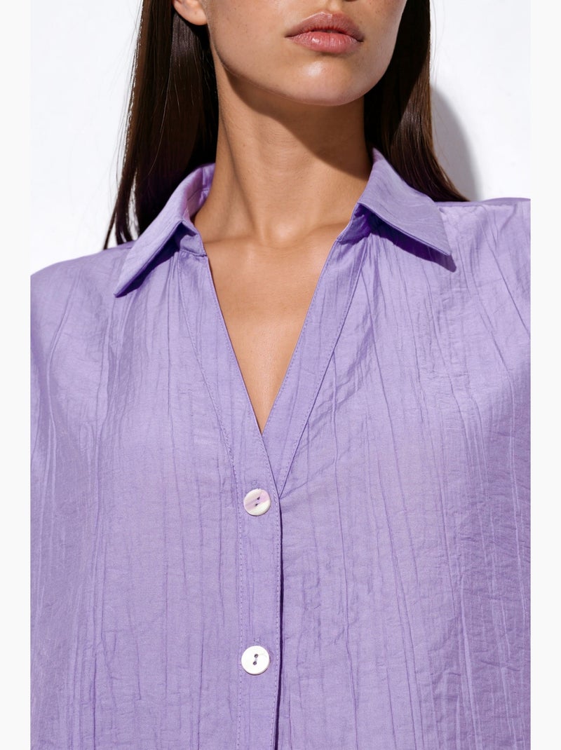 Camisa cropped relaxed de mulher busem Lavanda - Kiabi