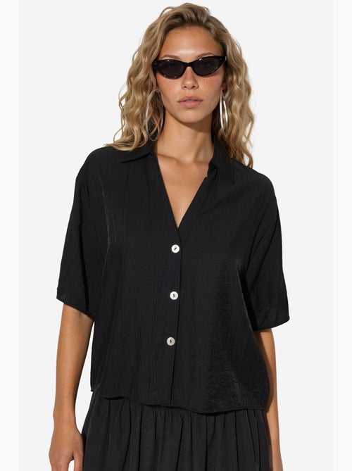 Camisa cropped relaxed de mulher busem - Kiabi Camisa cropped relaxed de mulher busem - Kiabi