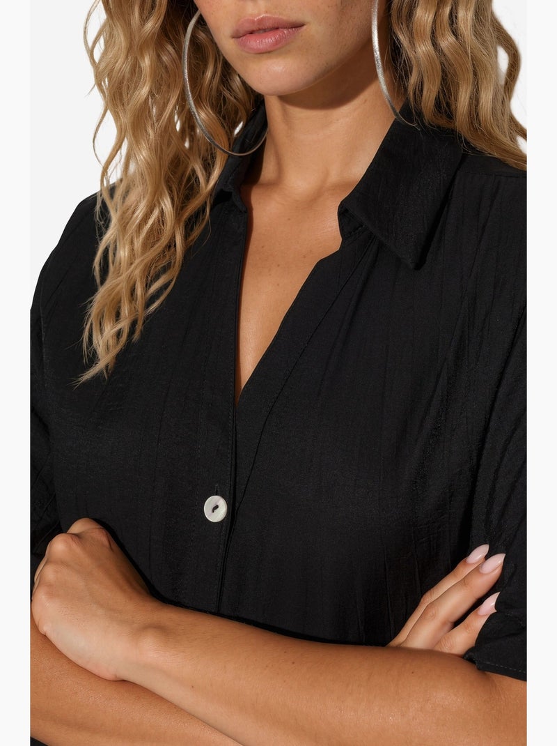 Camisa cropped relaxed de mulher busem Preto - Kiabi