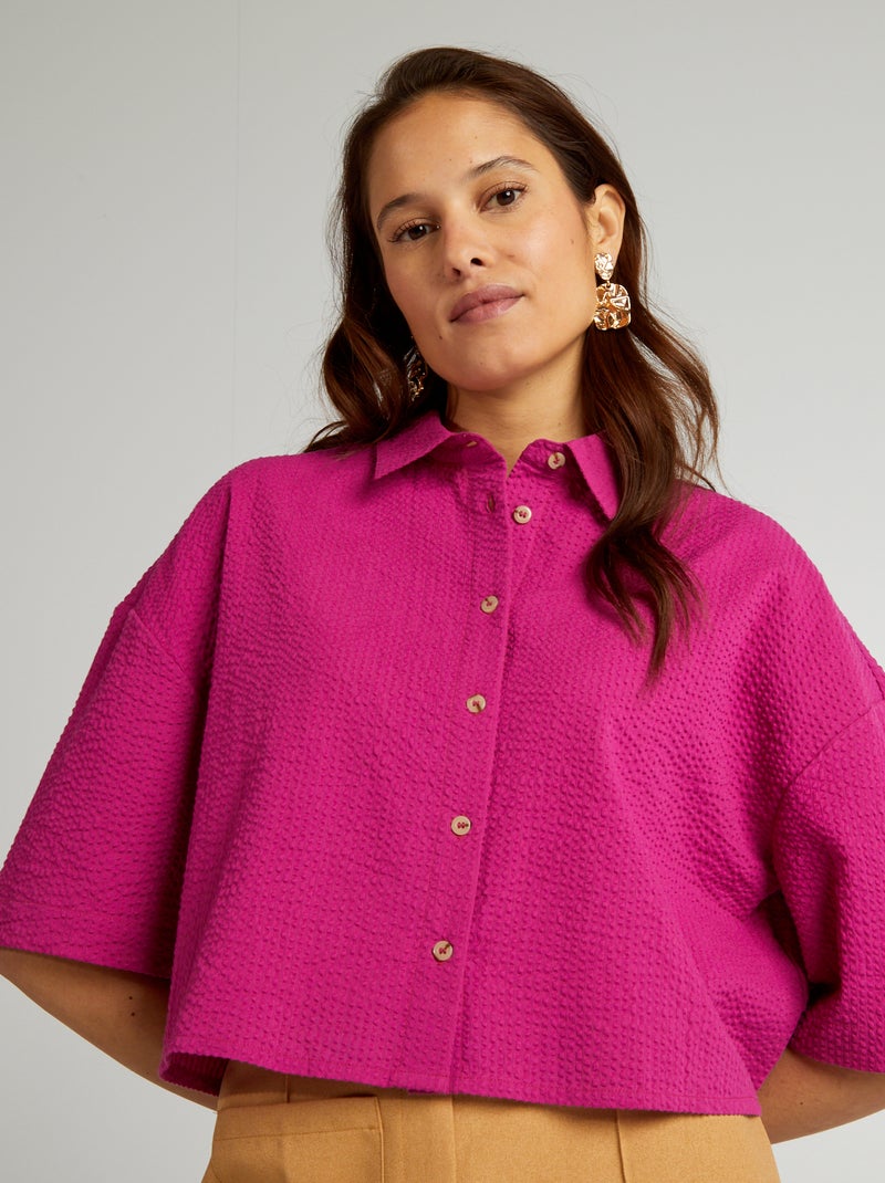 Camisa curta com cavas caídas ROSA - Kiabi
